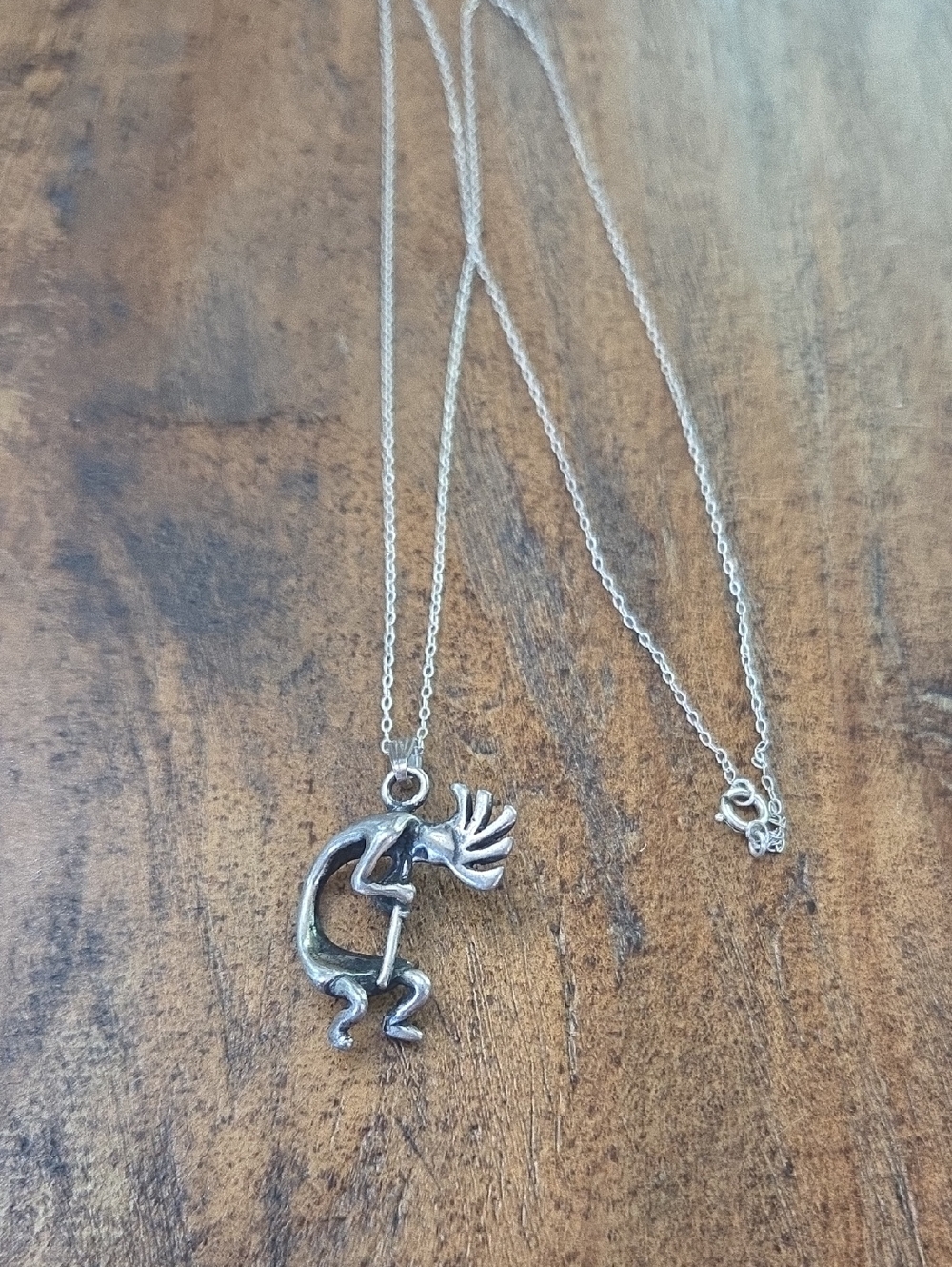 Sterling Silver Kokopelli Pendant Necklace - Silver